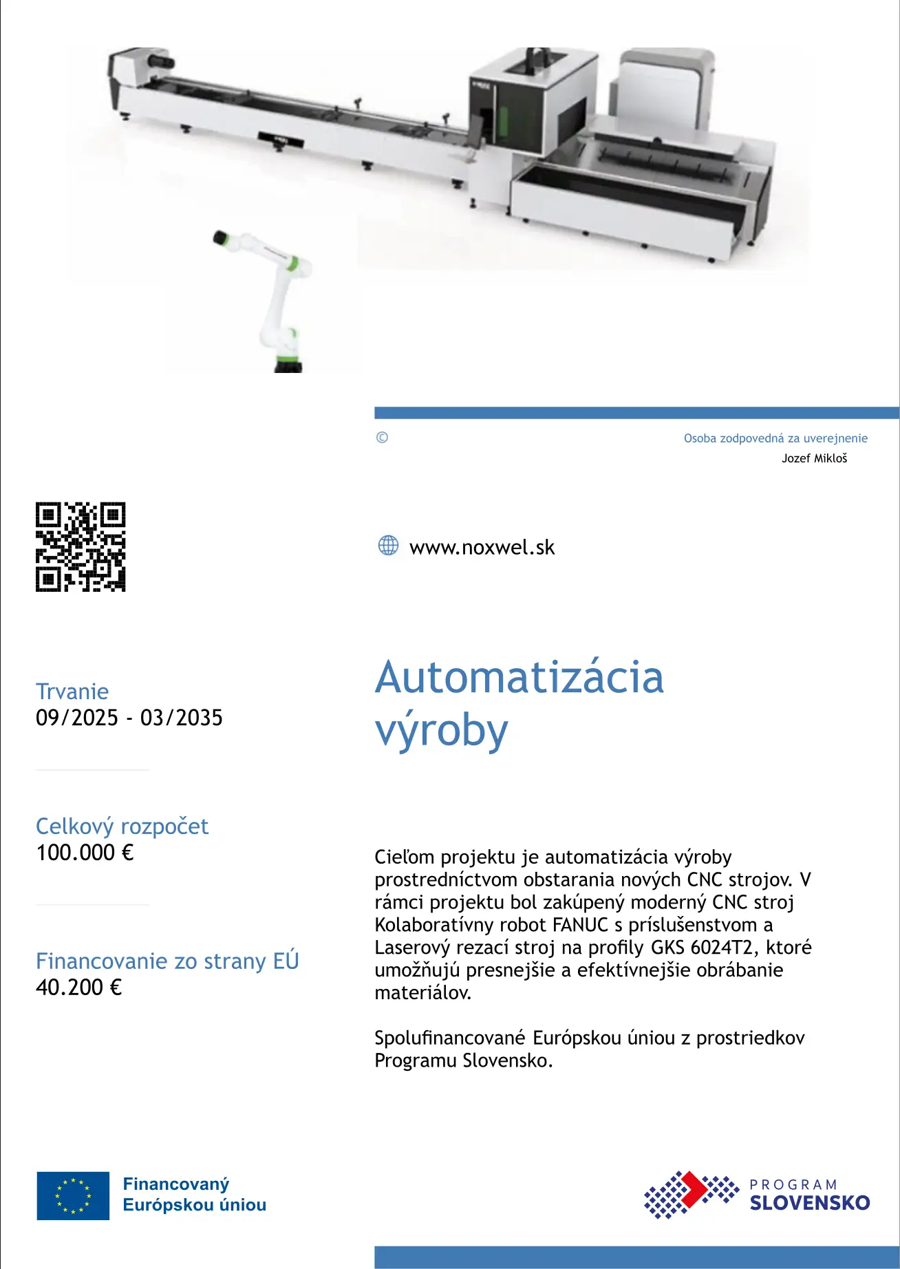 Informácie o projekte podporenom z fondov Európskej únie